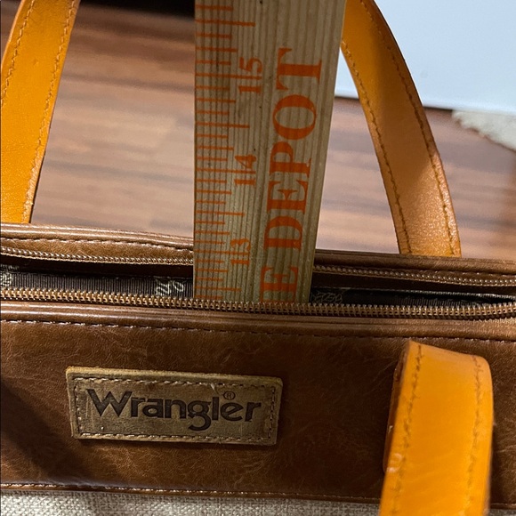 Wrangler buckin bronco rodeo Cream and Brown Tote Bag - Picture 9 of 11